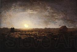 Jean Francois Millet The Sheep Meadow, Moonlight Norge oil painting art